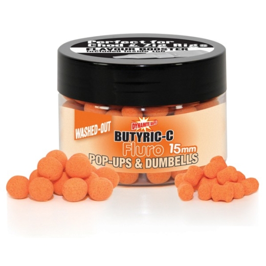Dynamite Baits Butyric-C 10mm Fluro Washed-Out Pop-Ups & Dumbells