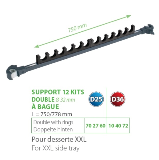 Rive kit and rod rest for 12 rods 32mm D25, D36