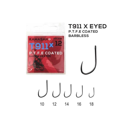 Kamasan T911 X-STRONG Barbless PTFE Coated Hooks